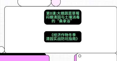 第8节：【大棚蔬菜草莓】闷棚清园与土壤消毒的&ldquo;桑拿浴&rdquo;，课程：《经济作物冬季清园&middot;实战防坑指南》#识农AI