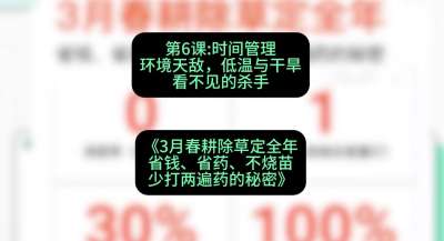 第6节：时间管理环境天敌，低温与干旱&mdash;&mdash;看不见的杀手，课程：《3月春耕除草定全年：省钱、省药、不烧苗、少打两遍药的秘密》